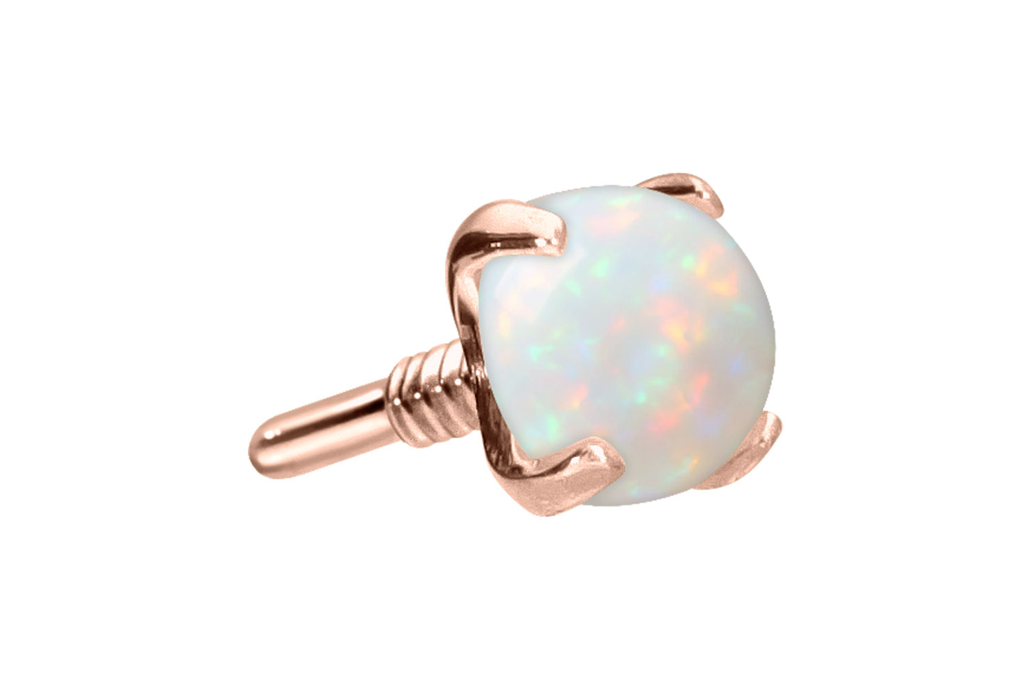 14 Karat Gold Schraubaufsatz mit Außengewinde SYNTHETISCHER OPAL von Piercingline